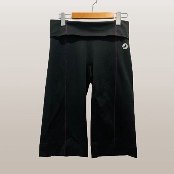 Aerie Y2K Foldover Black Yoga Wide Leg Cropped Capri Lounge Leggings Pants - Picture 1 of 5